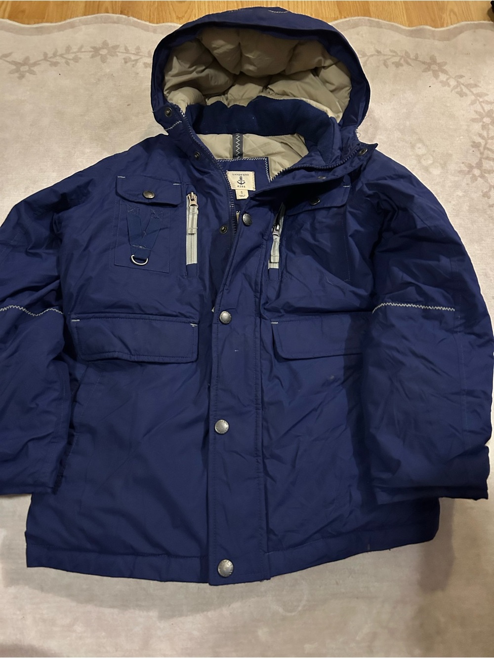Land’s End Navy Hooded Puffer Jacket for Kids